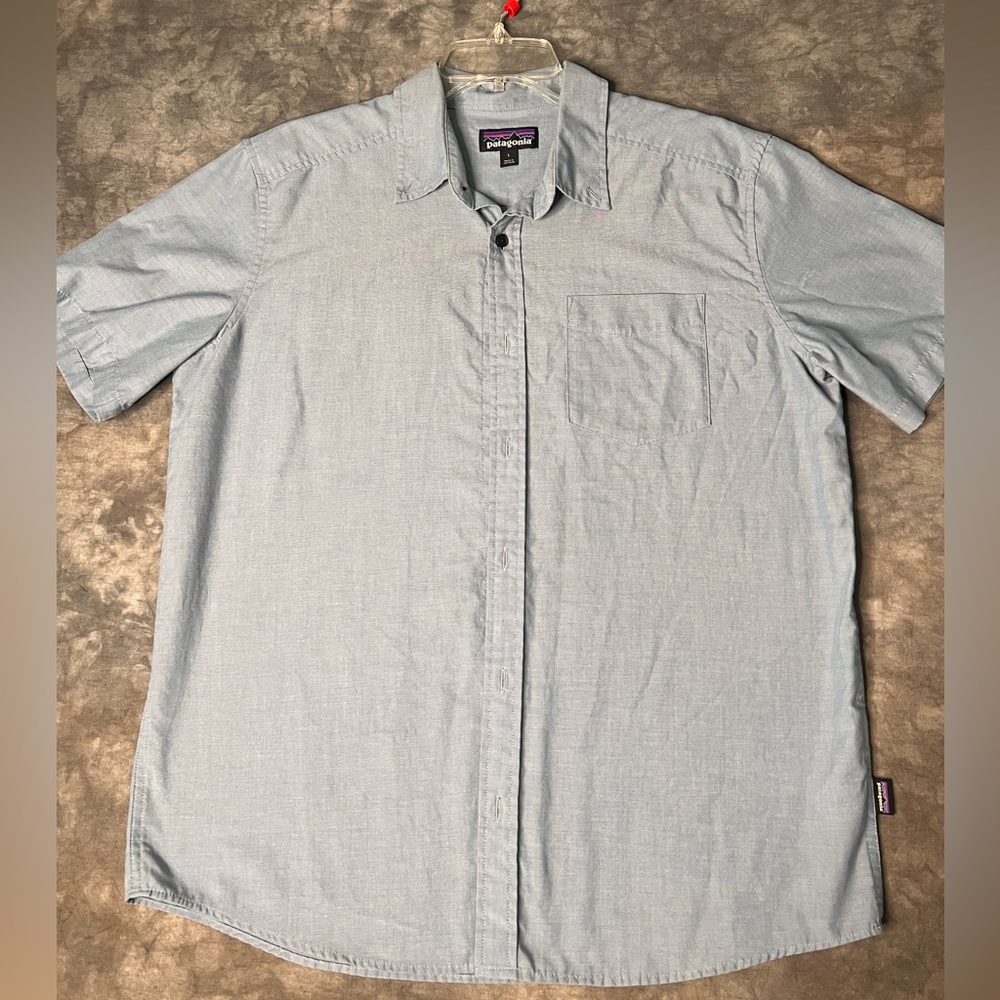 Patagonia Light Blue Shirt Sleeve Button Shirt Mens Large